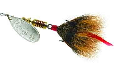 Image of Mepps Aglia In-Line Spinner, 1/4 oz, Dressed Treble Hook, Silve Blade &amp; Brown Tail, B3ST S-BR