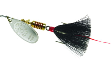Image of Mepps Aglia In-Line Spinner, 1/4 oz, Dressed Treble Hook, Silver Blade &amp; Black Tail, B3ST S-BK