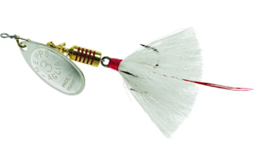 Image of Mepps Aglia In-Line Spinner, 1/4 oz, Dressed Treble Hook, Silver Blade &amp; White Tail, B3ST S-W