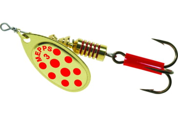 Image of Mepps Aglia In-Line Spinner 1/4 oz, Plain Treble Hook, Gold &amp; Red Dot Blade, B3 GRD