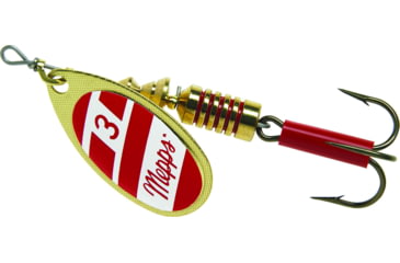 Image of Mepps Aglia In-Line Spinner 1/4 oz, Plain Treble Hook Gold/Red/White Blade, B3 G/RW