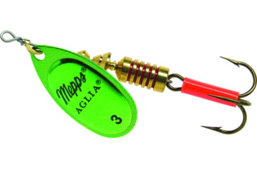 Image of Mepps Aglia In-Line Spinner 1/4 oz, Plain Treble Hook, Green &amp; Platinum Blade, B3 GRP