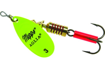 Image of Mepps Aglia In-Line Spinner 1/4 oz, Plain Treble Hook, Hot Chartreuse Blade, B3 HC
