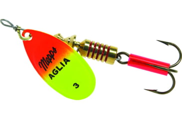 Image of Mepps Aglia In-Line Spinner 1/4 oz, Plain Treble Hook, Hot Orange &amp; Chartreuse Blade, B3 HOC