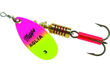 Image of Mepps Aglia In-Line Spinner 1/4 oz, Plain Treble Hook, Hot Pink &amp; Chartreuse Blade, B3 HPC