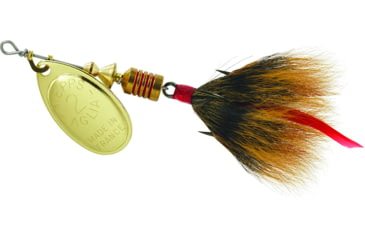 Image of Mepps Aglia In-Line Spinner, 1/6 oz, Dressed Treble Hook, Gold Blade &amp; Brown Tail, B2ST G-BR
