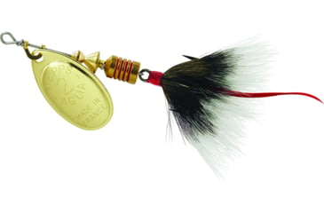 Image of Mepps Aglia In-Line Spinner, 1/6 oz, Dressed Treble Hook, Gold Blade &amp; Gray Tail, B2ST G-G