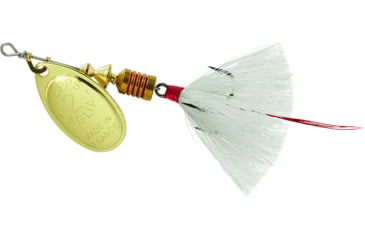 Image of Mepps Aglia In-Line Spinner, 1/6 oz, Dressed Treble Hook, Gold Blade &amp; White Tail, B2ST G-W