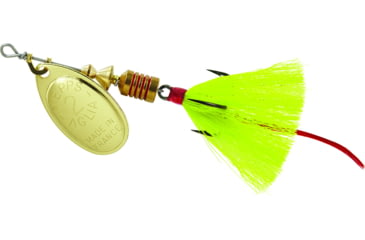 Image of Mepps Aglia In-Line Spinner, 1/6 oz, Dressed Treble Hook, Gold Blade &amp; Yellow Tail, B2ST G-Y