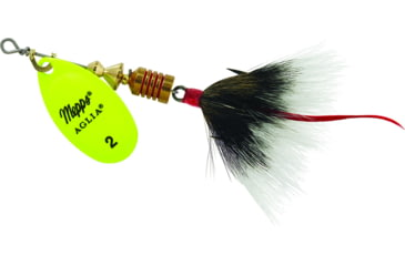 Image of Mepps Aglia In-Line Spinner, 1/6 oz, Dressed Treble Hook, Hot Chartreuse Blade &amp; Gray Tail, B2ST HC-G