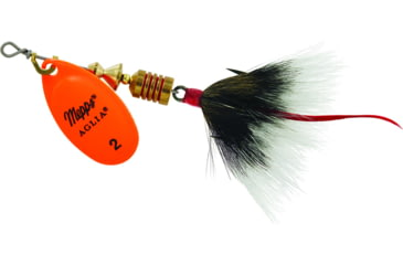 Image of Mepps Aglia In-Line Spinner, 1/6 oz, Dressed Treble Hook, Hot Orange Blade &amp; Gray Tail, B2ST HO-G