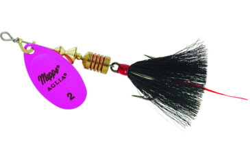 Image of Mepps Aglia In-Line Spinner, 1/6 oz, Dressed Treble Hook, Hot Pink Blade &amp; Black Tail, B2ST HP-BK