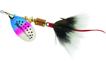 Image of Mepps Aglia In-Line Spinner, 1/6 oz, Dressed Treble Hook, Rainbow Trout Blade &amp; Gray Tail, B2ST RBT-G