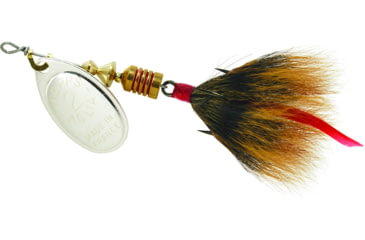 Image of Mepps Aglia In-Line Spinner, 1/6 oz, Dressed Treble Hook, Silver Blade &amp; Brown Tail, B2ST S-BR
