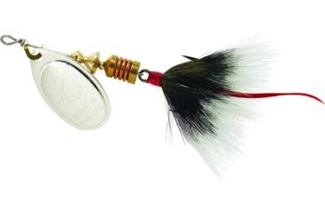 Image of Mepps Aglia In-Line Spinner, 1/6 oz, Dressed Treble Hook, Silver Blade &amp; Gray Tail, B2ST S-G