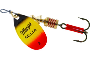 Image of Mepps Aglia In-Line Spinner 1/6 oz, Plain Treble Hook Black/Yellow/Red Blade, B2 BKYR