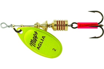 Image of Mepps Aglia In-Line Spinner 1/6 oz, Plain Treble Hook Chartreuse &amp; Platinum Blade, B2 CHP