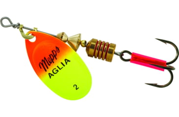 Image of Mepps Aglia In-Line Spinner 1/6 oz, Plain Treble Hook, Hot Orange &amp; Chartreuse Blade, B2 HOC