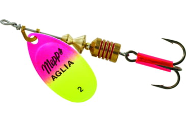 Image of Mepps Aglia In-Line Spinner 1/6 oz, Plain Treble Hook, Hot Pink &amp; Chartreuse Blade, B2 HPC