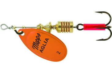 Image of Mepps Aglia In-Line Spinner 1/6 oz, Plain Treble Hook, Orange &amp; Platinum Blade, B2 OP