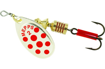 Image of Mepps Aglia In-Line Spinner 1/6 oz, Plain Treble Hook, Silver &amp; Red Dot Blade, B2 SRD
