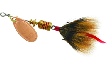 Image of Mepps Aglia In-Line Spinner, 1/8 oz, Dressed Treble Hook, Gold Blade &amp; Brown Tail, B1ST G-BR