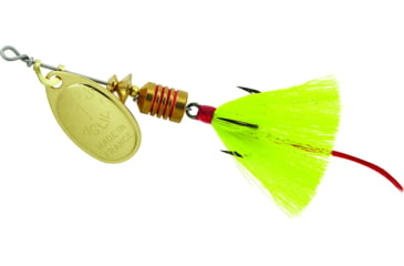 Image of Mepps Aglia In-Line Spinner, 1/8 oz, Dressed Treble Hook, Gold Blade &amp; Yellow Tail, B1ST G-Y