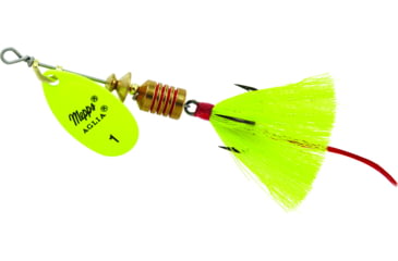 Image of Mepps Aglia In-Line Spinner, 1/8 oz, Dressed Treble Hook, Hot Chartreuse Blade &amp; Yellow Tail, B1ST HC-Y