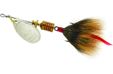 Image of Mepps Aglia In-Line Spinner, 1/8 oz, Dressed Treble Hook, Hot Fire Tiger Blade &amp; Brown Tail, B1ST HFT-BR