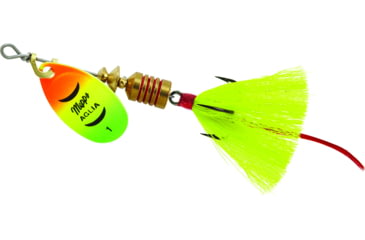 Image of Mepps Aglia In-Line Spinner, 1/8 oz, Dressed Treble Hook, Hot Firetiger Blade &amp; Yellow Tail, B1ST HFT-Y