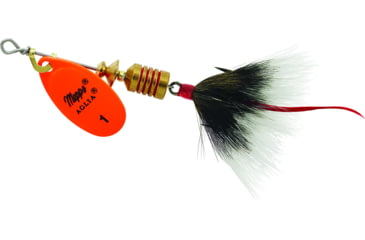 Image of Mepps Aglia In-Line Spinner, 1/8 oz, Dressed Treble Hook, Hot Orange Blade &amp; Gray Tail, B1ST HO-G