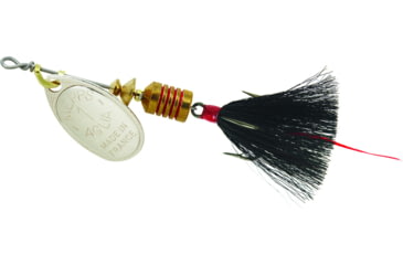 Image of Mepps Aglia In-Line Spinner, 1/8 oz, Dressed Treble Hook, Silver Blade &amp; Black Tail, B1ST S-BK