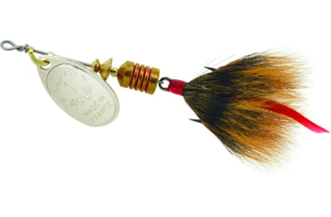 Image of Mepps Aglia In-Line Spinner, 1/8 oz, Dressed Treble Hook, Silver Blade &amp; Brown Tail, B1ST S-BR