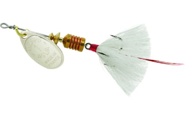 Image of Mepps Aglia In-Line Spinner, 1/8 oz, Dressed Treble Hook, Silver Blade &amp; White Tail, B1ST S-W