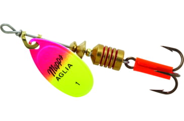 Image of Mepps Aglia In-Line Spinner 1/8 oz, Plain Treble Hook, Hot Pink &amp; Chartreuse Blade, B1 HPC