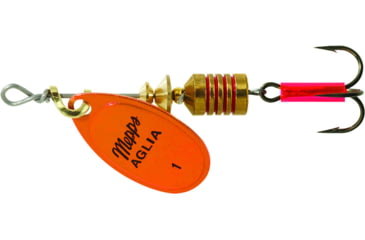 Image of Mepps Aglia In-Line Spinner 1/8 oz, Plain Treble Hook, Orange &amp; Platinum Blade, B1 OP