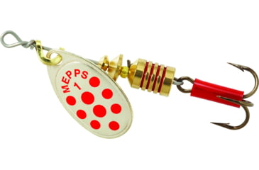 Image of Mepps Aglia In-Line Spinner 1/8 oz, Plain Treble Hook, Silver &amp; Red Dot Blade, B1 SRD