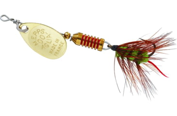 Image of Mepps Aglia Ultra Lites In-Line Spinner, 1/18 oz, Single Hook, Gold Blade with Green Tail, B00W G-GR