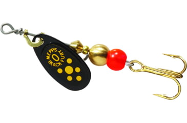 Image of Mepps Black Fury In-Line Spinner, 1/12 oz, Plain Treble Hook Black with Yellow Dots, BF0 Y