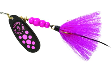 Image of Mepps Black Fury In-Line Spinner, 1/2 oz, Dressed Treble Hook, Pink Dot Blade with Pink Tail, BF5T PK