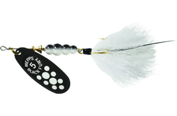 Image of Mepps Black Fury In-Line Spinner, 1/2 oz, Dressed Treble Hook, White Dot Blade with White Tail, BF5T W