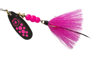 Image of Mepps Black Fury In-Line Spinner, 1/3 oz, Dressed Treble Hook, Pink Dot Blade with Pink Tail, BF4T PK