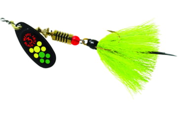 Image of Mepps Black Fury In-Line Spinner, 1/4 oz, Dressed Treble Hook, Hot Firetiger Blade with Chartreuse Tail, BF3T HFT