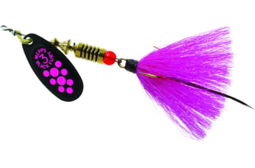 Image of Mepps Black Fury In-Line Spinner, 1/4 oz, Dressed Treble Hook, Pink Dot Blade with Pink Tail, BF3T PK