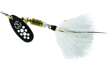 Image of Mepps Black Fury In-Line Spinner, 1/4 oz, Dressed Treble Hook, White Dot Blade with White Tail, BF3T W