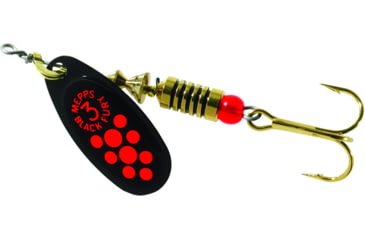 Image of Mepps Black Fury In-Line Spinner, 1/4 oz, Plain Treble Hook Black with Fluorescent Red Dots, BF3 Fl