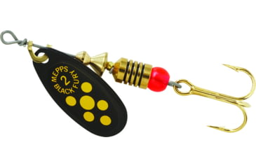 Image of Mepps Black Fury In-Line Spinner, 1/6 oz, Plain Treble Hook Black with Yellow Dots, BF2 Y