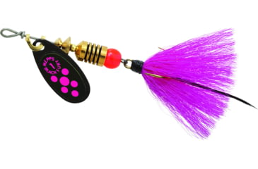 Image of Mepps Black Fury In-Line Spinner, 1/8 oz, Dressed Treble Hook, Pink Dot Blade with Pink Tail, BF1T PK