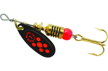 Image of Mepps Black Fury In-Line Spinner, 1/8 oz, Plain Treble Hook Black with Fluorescent Red Dots, BF1 Fl