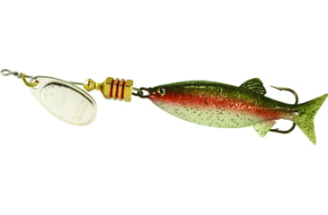 Image of Mepps Comet Mino In-Line Spinner, 1 7/8in, 1/6 oz, Silver Blade with Rainbow Trout Mino, Floating, C1M S-RBT
